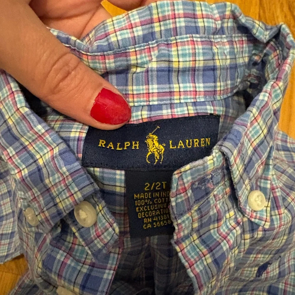 Ralph Lauren Blue and Green Plaid Button-Down Shirt